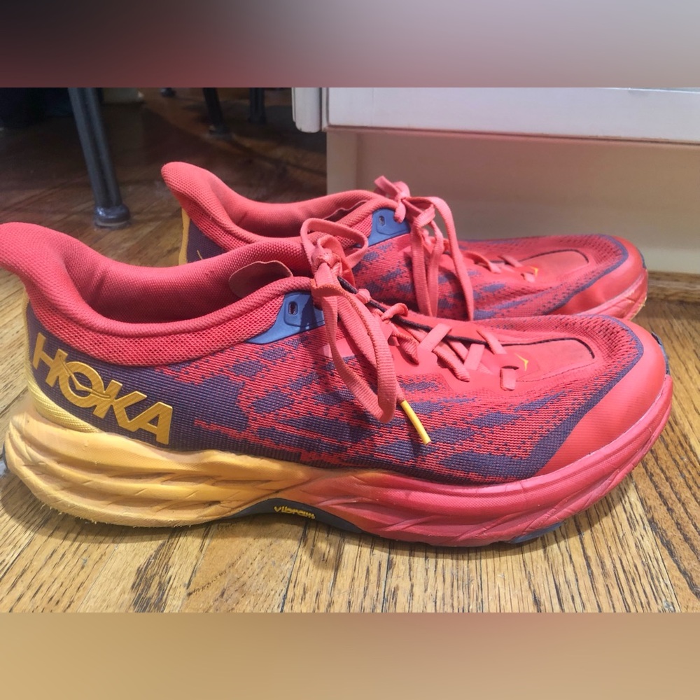 Hoka Speedgoat 5 Men’s Red/Yellow Sneakers Sz 10.5